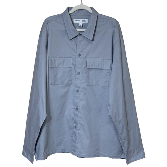 Old Navy Button Front Shirt Built-In-Flex Blue Salt Mens XL - Picture 8 of 8